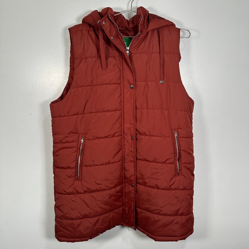 DIP Hooded Puffer Vest Rust Orange Quilted‎ XL